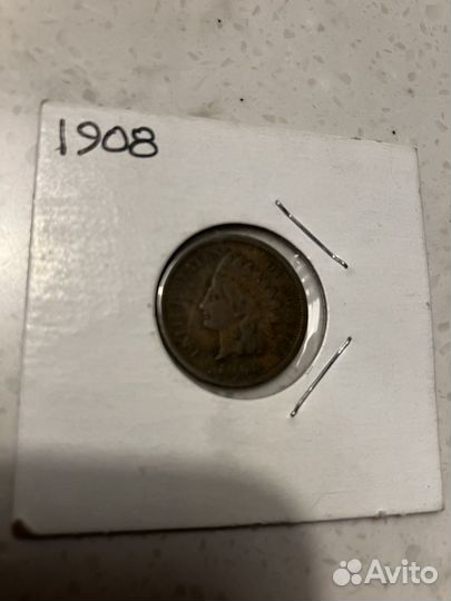 Монета 1 цент 1908 года