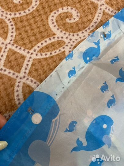 Шторка для ванной голубая