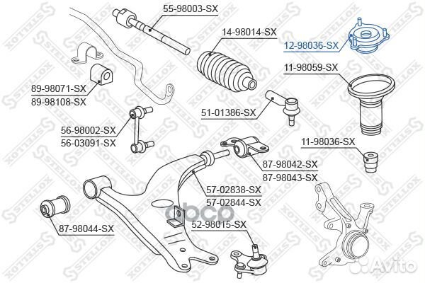 Опора передн. амортизатора L/R 12-98036-SX Stellox