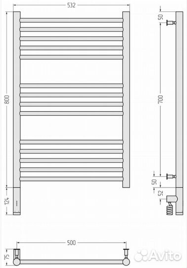 Сунержа Богема 3.0 прямая 800х500 мэм левый Белый