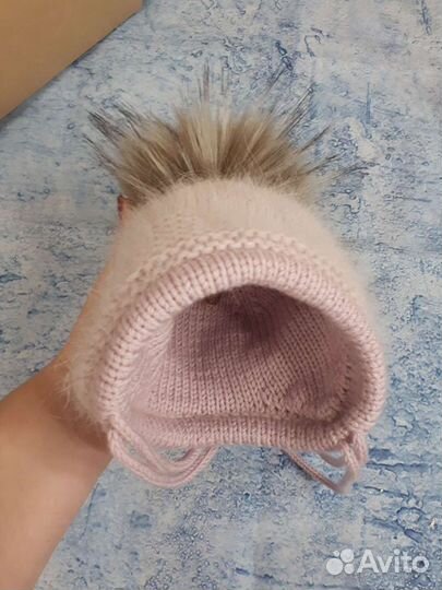 Шапочка вязанная двойная зимняя