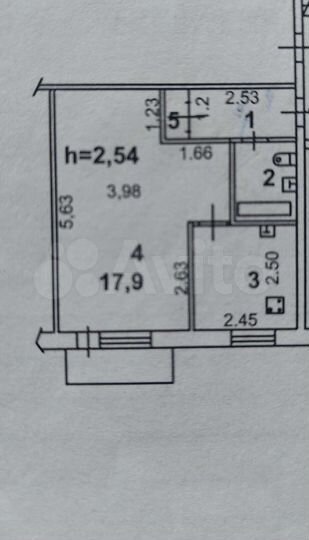 1-к. квартира, 30,6 м², 4/5 эт.