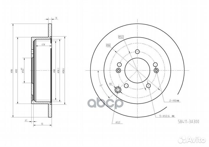 Диск заднего тормоза D284mm ARG291047 Arirang