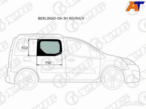 Стекло боковое опускное citroen berlingo, citroen