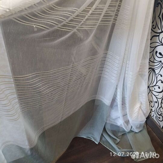 Тюль готовый 300*260 , небесно голубой и зелёный