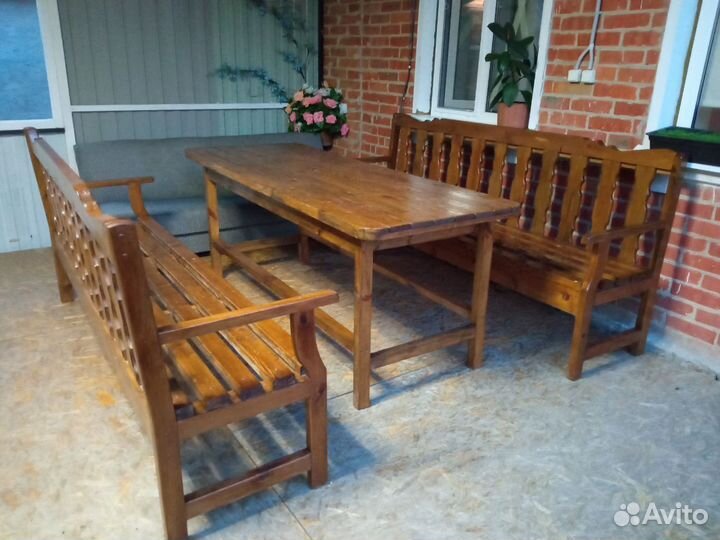 Деревянная мебель, столы, скамейки