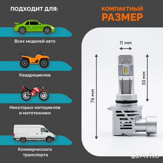 Светодиодные автолампы MYX Light M3 HB4 к-т 2шт