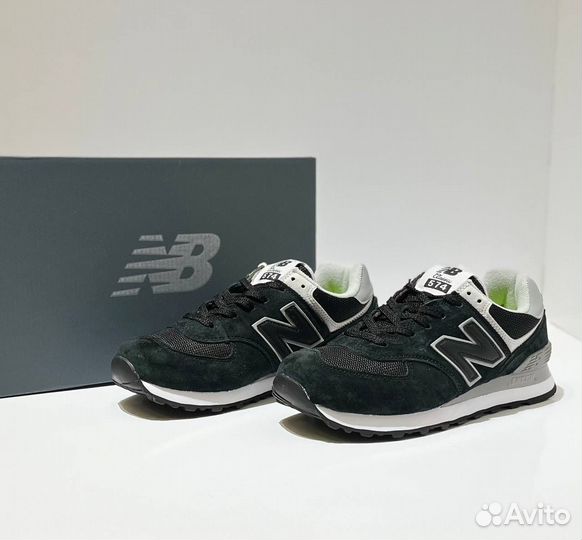 Кроссовки new balance 574 чёрные сеточные