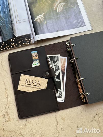 Кожаный бизнес-ежедневник на кольцах 