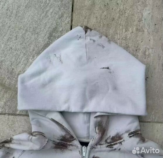 Balenciaga Polo White Dirty Zip-up Hoodie