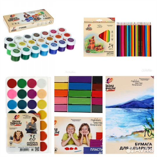 Бумага, пластилин, краски, гуашь, акваре, карандаш