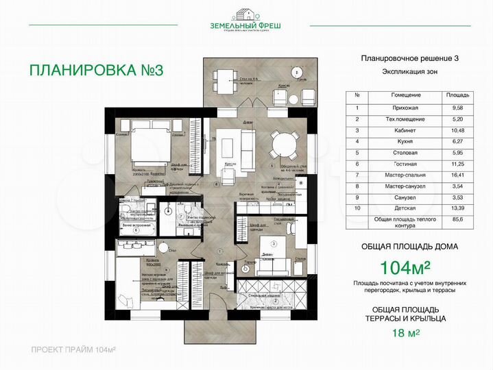 Дом 122 м² на участке 6,5 сот.