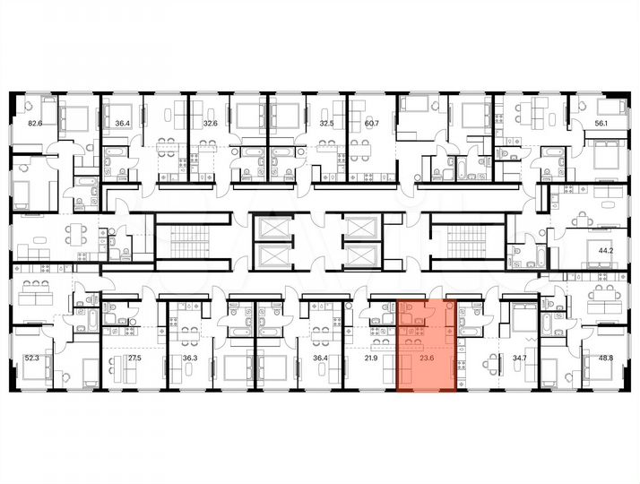 Квартира-студия, 23,6 м², 2/25 эт.