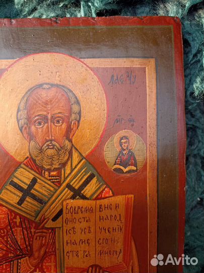 Икона старинная Николай Чудотворец