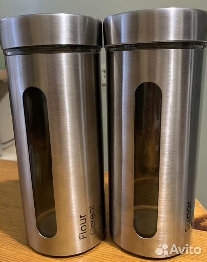 Банка для сыпучих стекло металл две штуки