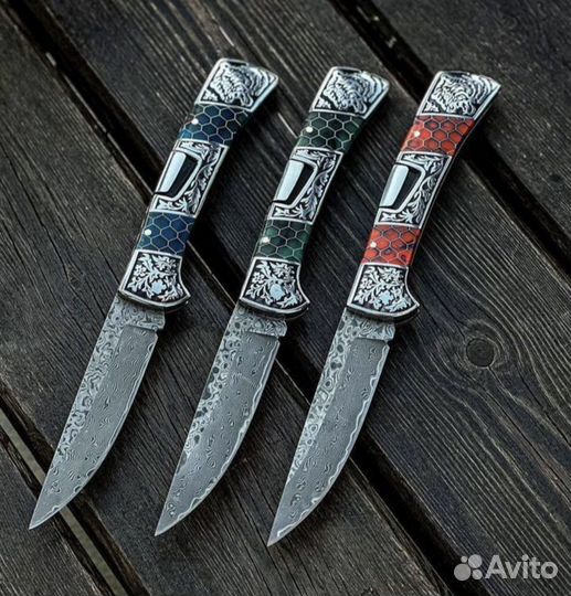 Складной нож из дамасской стали