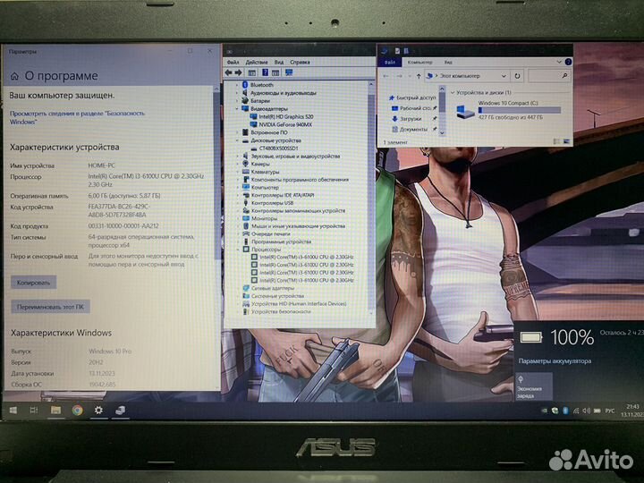 Игровой ноутбук Asus i3/6gb/2видеокарты/FullHD