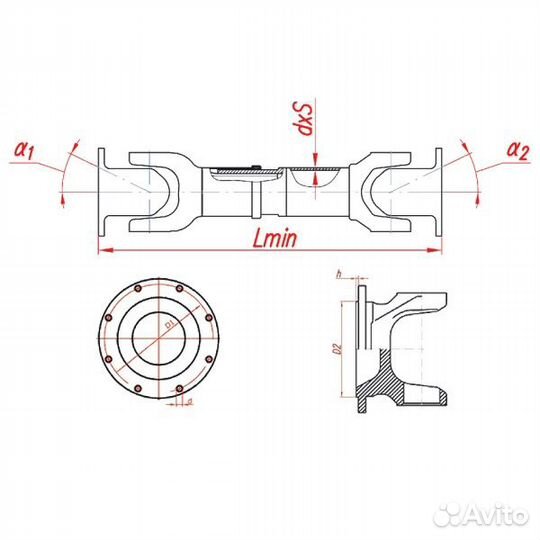 Вал карданный (1922мм) (бюджет)