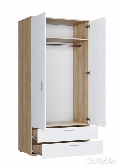 Шкаф распашной с ящиками белый