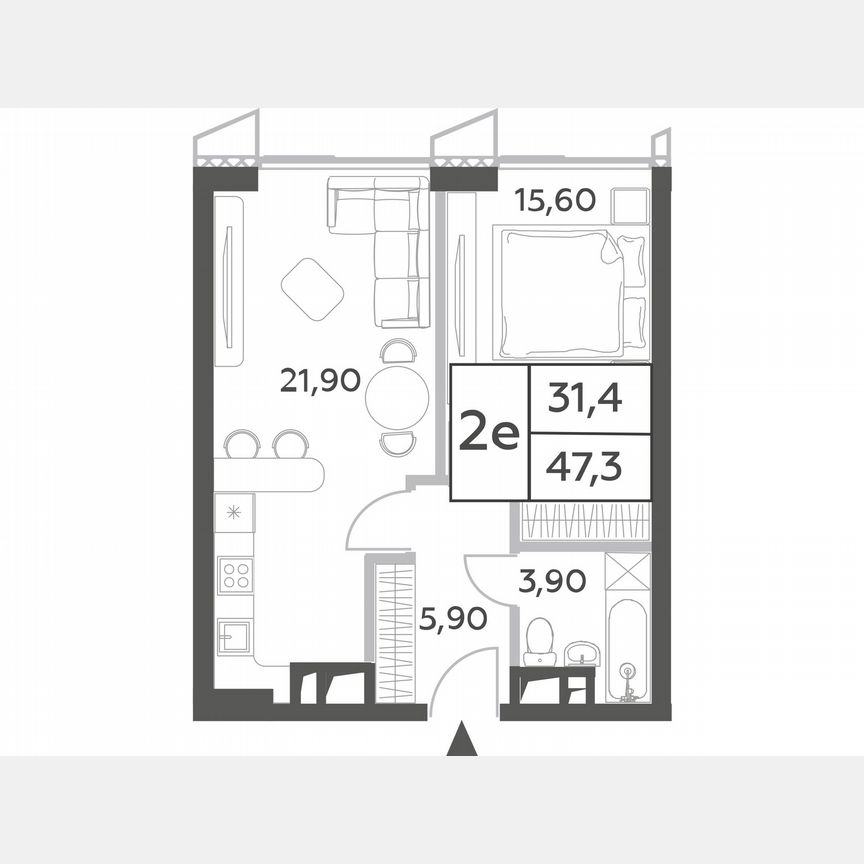 1-к. квартира, 47,3 м², 40/54 эт.