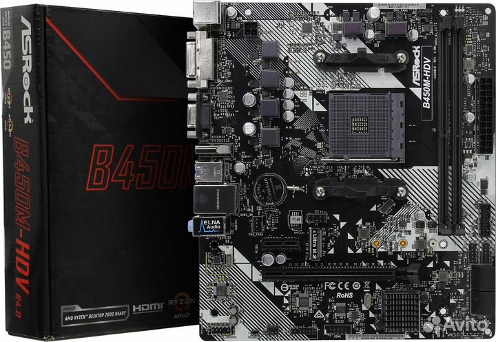 Материнская плата Asrock B450M-HDV R4.0 Soc-AM4 AM