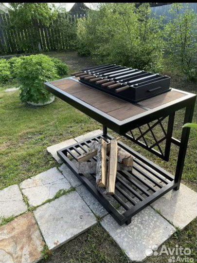 Мангал с печью под казан и крышей