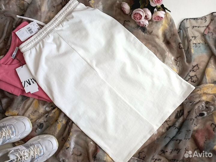 Юбка миди Mango 40 42 белая оригинал