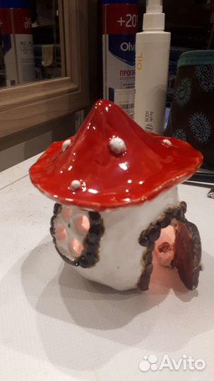 Керамика. Подсвечник мухомор