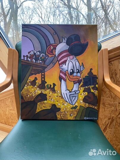 Современная картина Скрудж Макдак. Масло/холст