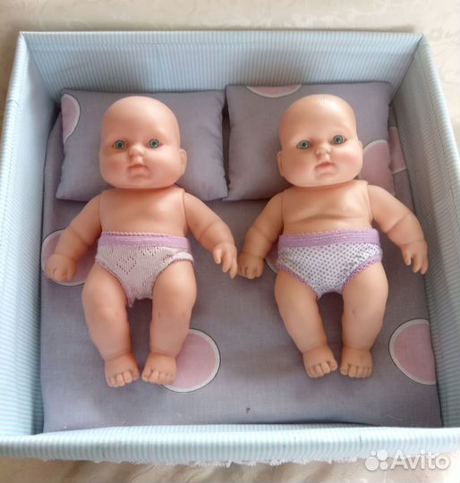 Куклы пупсы с кроваткой, 20 см