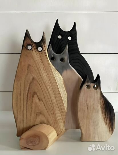 Набор разделочных досок на подставке коты кошки