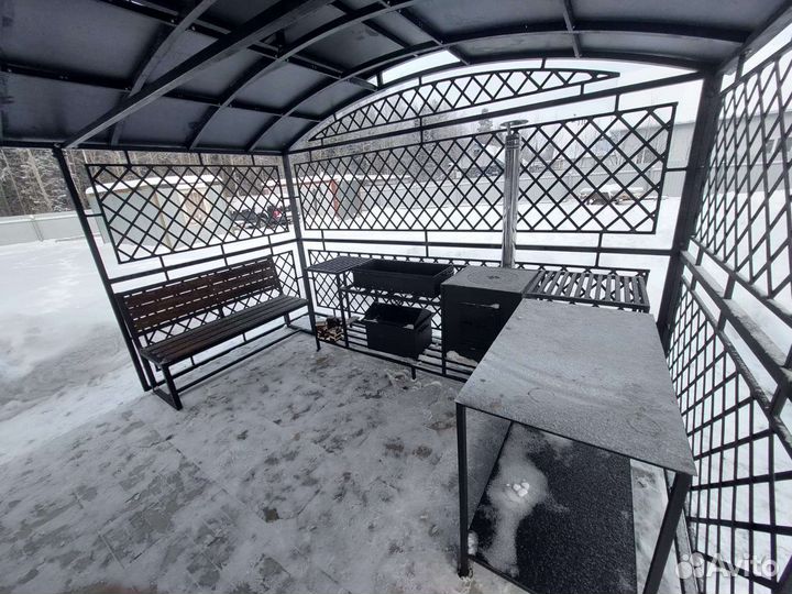 Беседка для дачи с мангалом