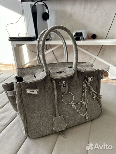 Сумка джинсовая birkin серый