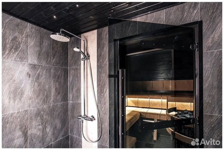 Стеклянная дверь в парну