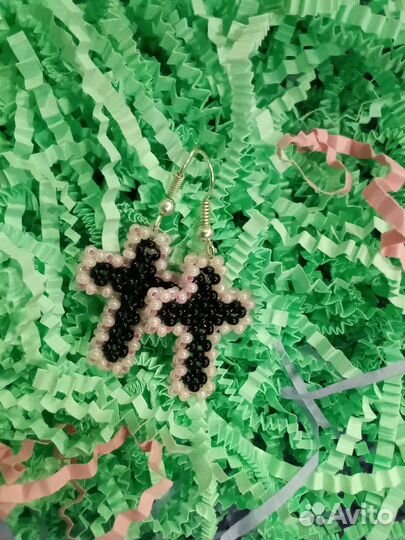 Серьги из бисера с заглушками