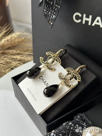 Серьги chanel оригинал новые комплект бутика