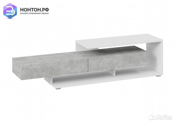 Тумба под тв Монтана тип 4 белый / ателье светлый