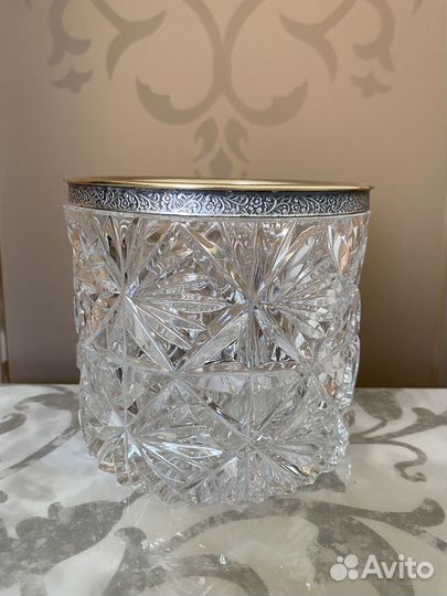 Винтажная большая ваза Салатник Хрусталь Мельхиор