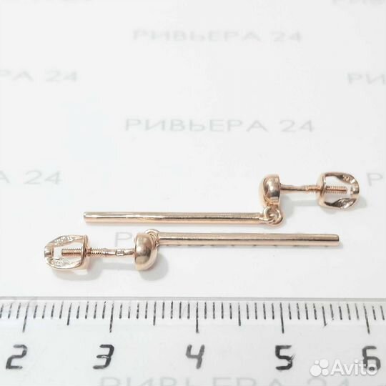 Золотые серьги пусеты 585 пробы 2,22 грамм