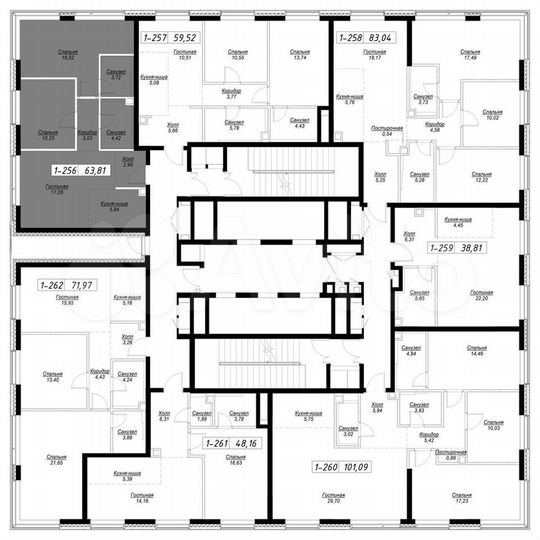 2-к. квартира, 63,5 м², 34/43 эт.