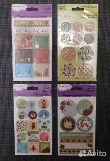 Скрап наклейки из рисовой бумаги, натирки