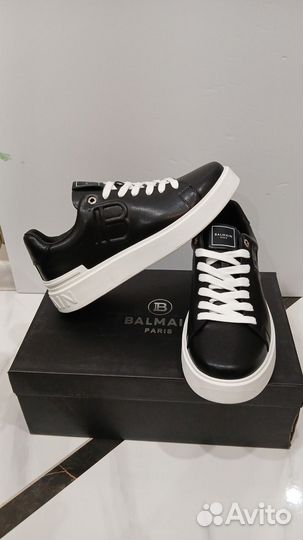 Кеды мужские Balmain чёрный кожаные Lux кочество