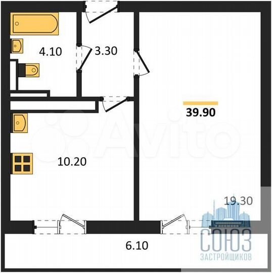 1-к. квартира, 39,9 м², 8/17 эт.