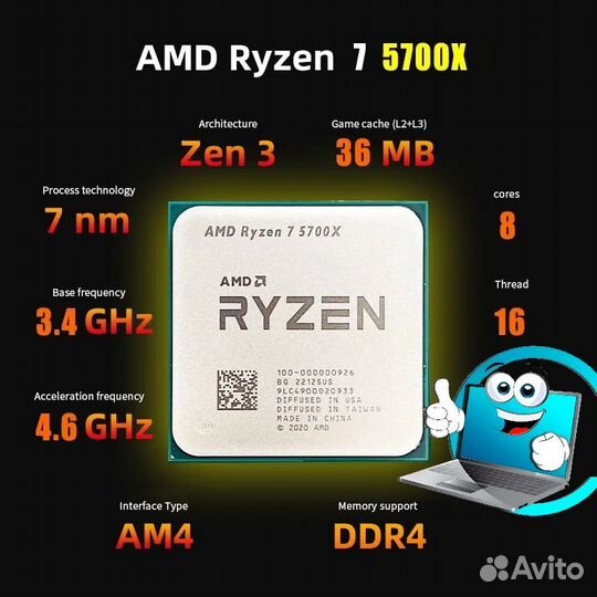 Топовый комплект Ryzen 7 5700X + ASRock B550M PRO4