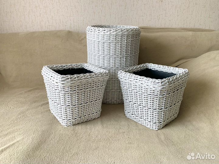 Кашпо, корзина, колонна из ротанга