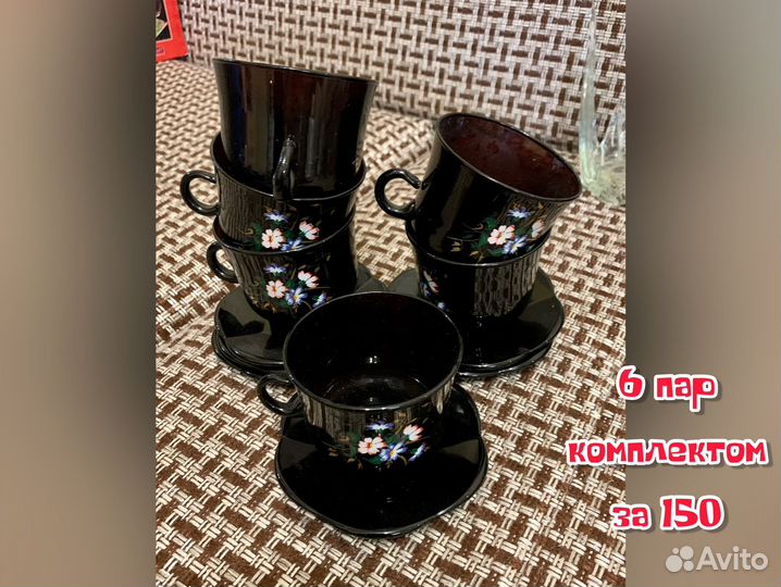 Посуда СССР 90х сервиз чайный хрусталь салфетницы