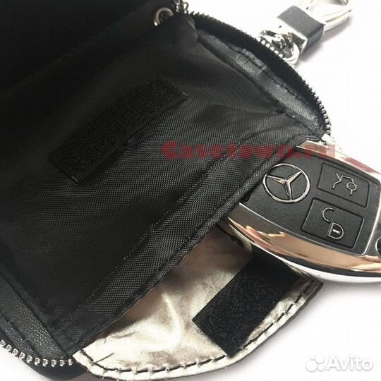 Экранирующий чехол из кожи для ключей авто (кожа)