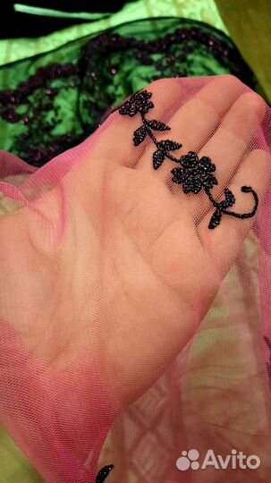 Ткань сетка с отделкой для платья и юбки