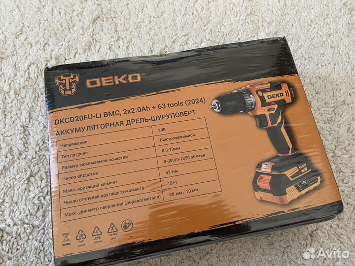 Дрель-шуруповерт deko dkcd20FU-Li + набор