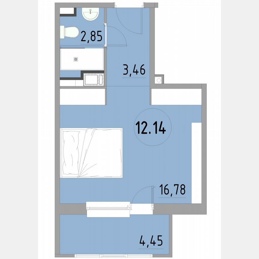 1-к. апартаменты, 27,7 м², 12/13 эт.